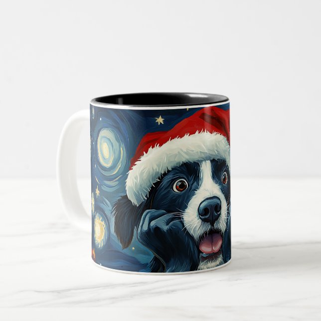 Funny Christmas dog Mugs Wird Merry Christmas Mug Zweifarbige Tasse (Vorderseite Links)