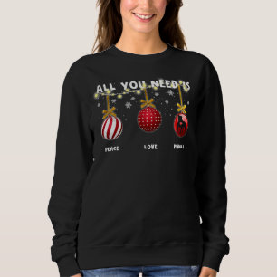 Funny Christmas Dog Peace Liebe Pitbull Lover Sweatshirt