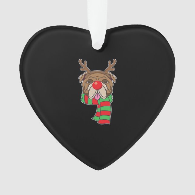 Funny Christmas Dog Xmas Reindeer Bulldog Holiday  Ornament (Vorderseite)