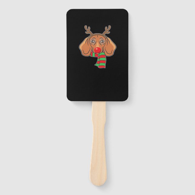 Funny Christmas Dog Xmas Reindeer Dachshund Holida Fächer (Vorderseite)