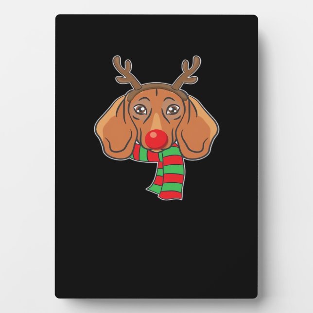 Funny Christmas Dog Xmas Reindeer Dachshund Holida Fotoplatte (Vorderseite)