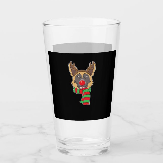 Funny Christmas Dog Xmas Reindeer German Shepherd  Glas (Vorderseite)