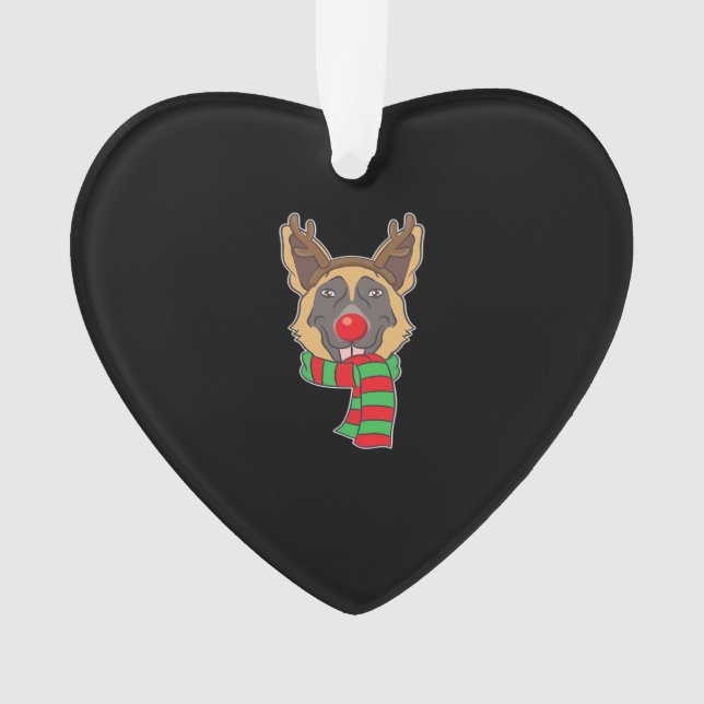Funny Christmas Dog Xmas Reindeer German Shepherd  Ornament (Vorderseite)