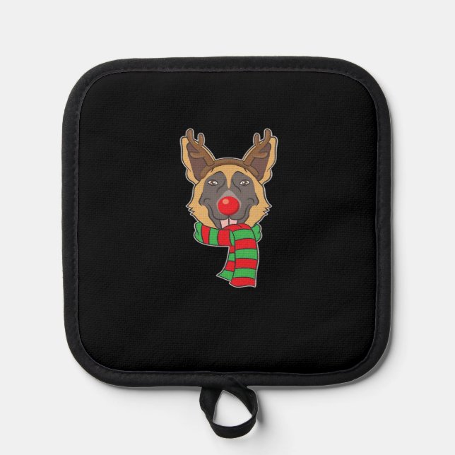 Funny Christmas Dog Xmas Reindeer German Shepherd  Topflappen (Vorderseite)