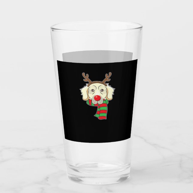 Funny Christmas Dog Xmas Reindeer Golden Retriever Glas (Vorderseite)