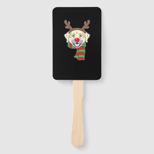 Funny Christmas Dog Xmas Reindeer Labrador Holiday Fächer (Vorderseite)