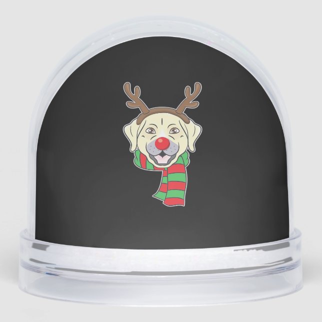 Funny Christmas Dog Xmas Reindeer Labrador Holiday Schneekugeln (Vorderseite)