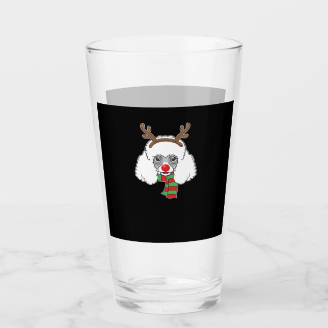Funny Christmas Dog Xmas Reindeer Poodle Holiday S Glas (Vorderseite)