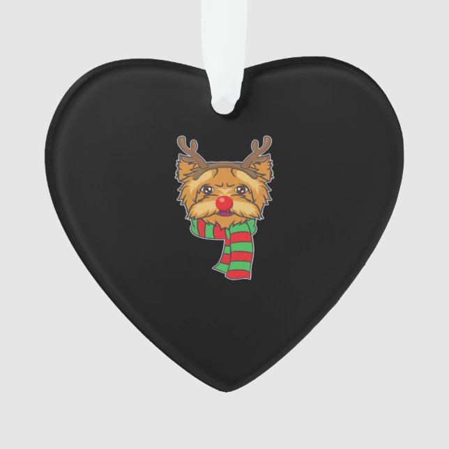 Funny Christmas Dog Xmas Reindeer Yorkshire Holida Ornament (Vorderseite)