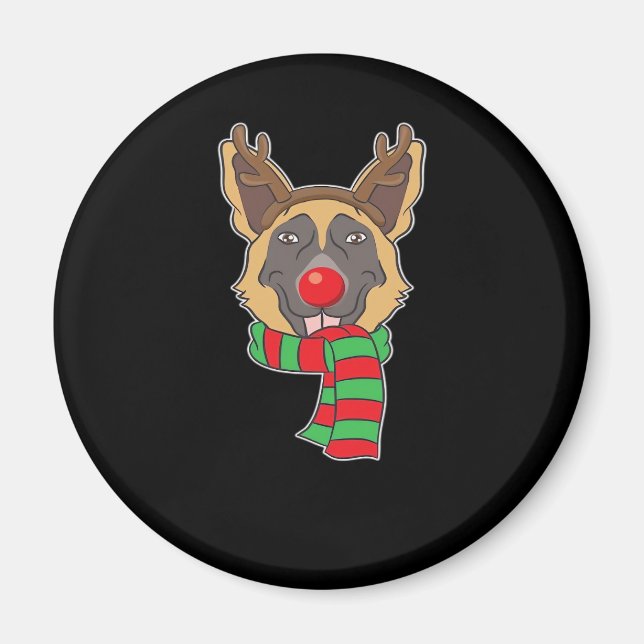 Funny Christmas Dog Xmas Rentier German Shepherd Magnet (Vorne)