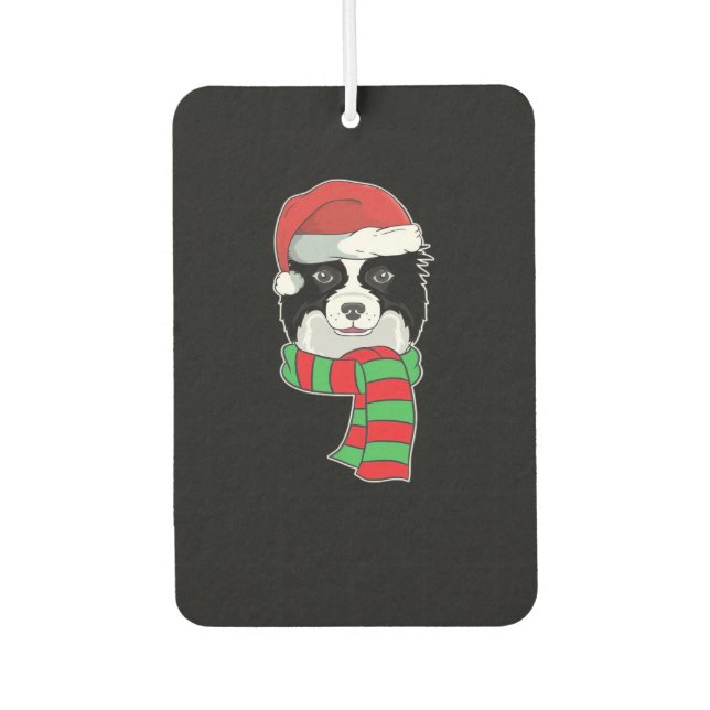 Funny Christmas Dog Xmas Santa Border Collie Holid Autolufterfrischer (Vorderseite)