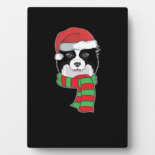 Funny Christmas Dog Xmas Santa Border Collie Holid Fotoplatte (Vorderseite)