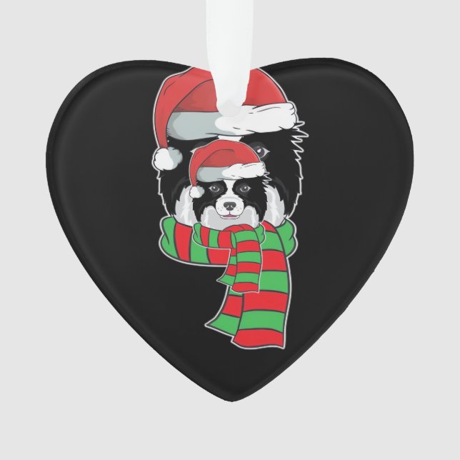 Funny Christmas Dog Xmas Santa Border Collie Holid Ornament (Vorderseite)