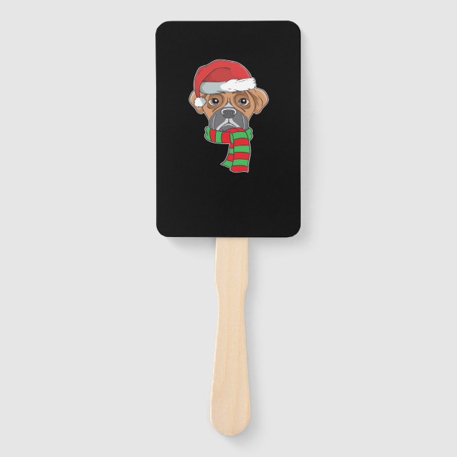 Funny Christmas Dog Xmas Santa Boxer Holiday Gift  Fächer (Vorderseite)