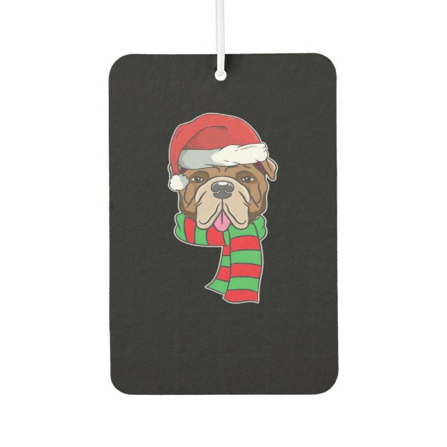 Funny Christmas Dog Xmas Santa Bulldog Holiday Gif Autolufterfrischer (Vorderseite)