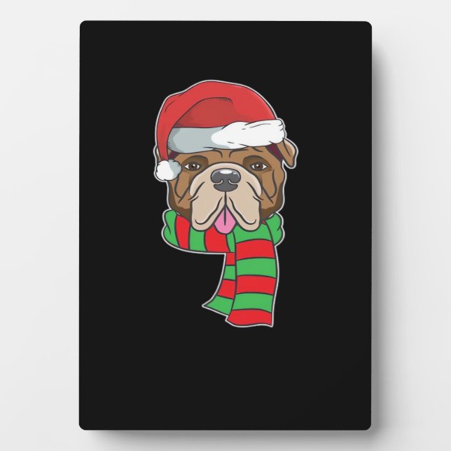 Funny Christmas Dog Xmas Santa Bulldog Holiday Gif Fotoplatte (Vorderseite)