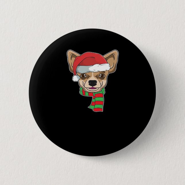 Funny Christmas Dog Xmas Santa Chihuahua Holiday G Button (Vorderseite)