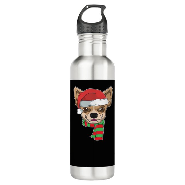 Funny Christmas Dog Xmas Santa Chihuahua Holiday G Edelstahlflasche (Vorderseite)