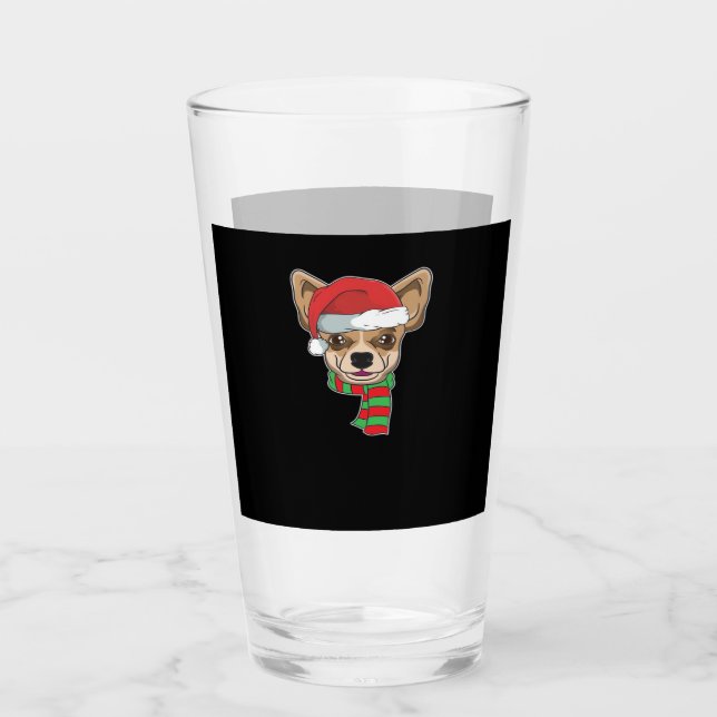 Funny Christmas Dog Xmas Santa Chihuahua Holiday G Glas (Vorderseite)