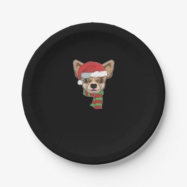 Funny Christmas Dog Xmas Santa Chihuahua Holiday G Pappteller (Vorderseite)