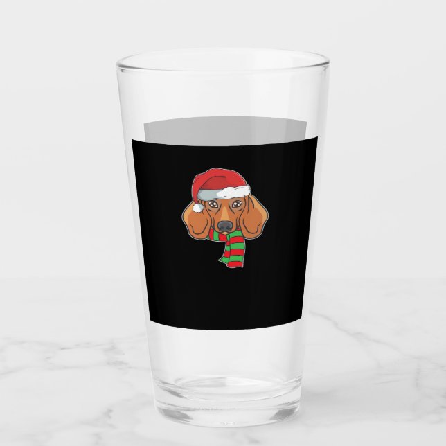 Funny Christmas Dog Xmas Santa Dachshund Holiday G Glas (Vorderseite)