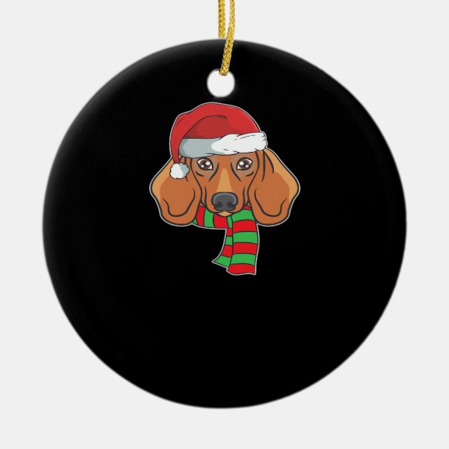 Funny Christmas Dog Xmas Santa Dachshund Holiday G Keramik Ornament (Vorne)