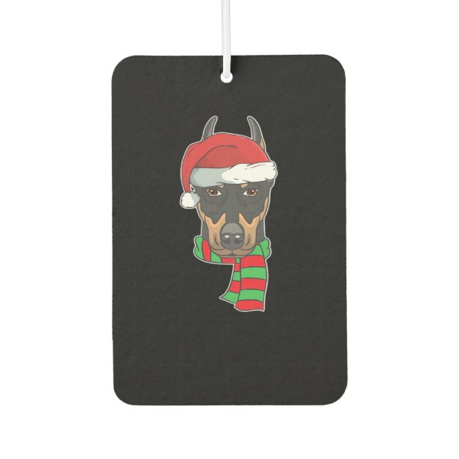 Funny Christmas Dog Xmas Santa Doberman Holiday Gi Autolufterfrischer (Vorderseite)