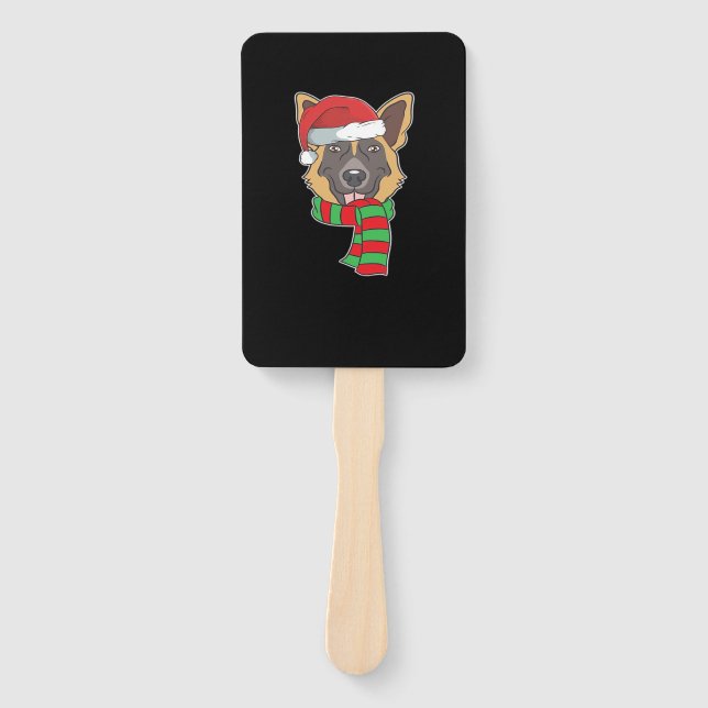 Funny Christmas Dog Xmas Santa German Shepherd Hol Fächer (Vorderseite)