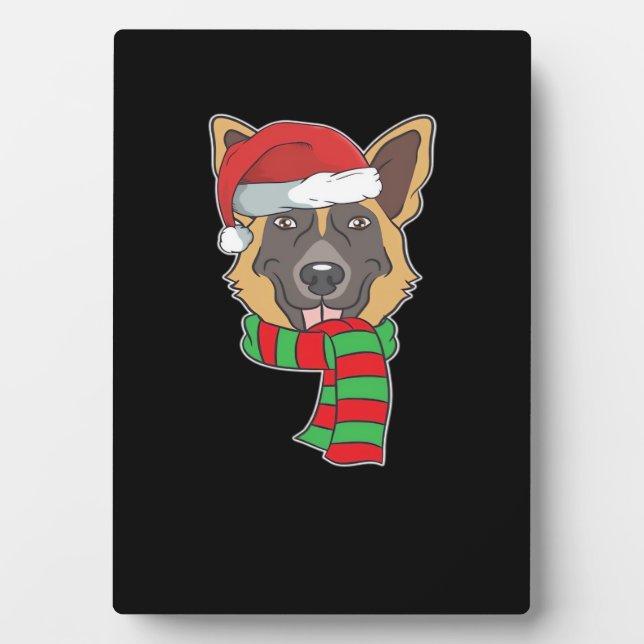 Funny Christmas Dog Xmas Santa German Shepherd Hol Fotoplatte (Vorderseite)
