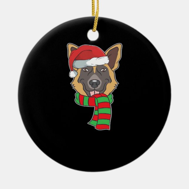 Funny Christmas Dog Xmas Santa German Shepherd Hol Keramik Ornament (Vorne)
