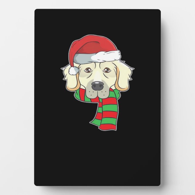 Funny Christmas Dog Xmas Santa Golden Retriever Ho Fotoplatte (Vorderseite)