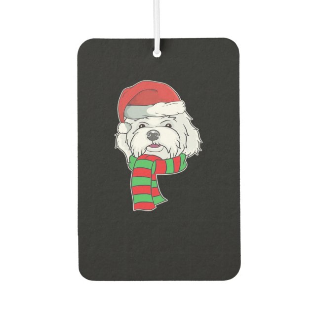Funny Christmas Dog Xmas Santa Maltese Dog Holiday Autolufterfrischer (Vorderseite)