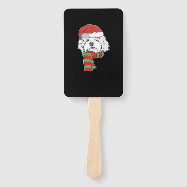 Funny Christmas Dog Xmas Santa Maltese Dog Holiday Fächer (Vorderseite)