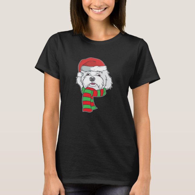 Funny Christmas Dog Xmas Santa Maltese Dog Holiday T-Shirt (Vorderseite)