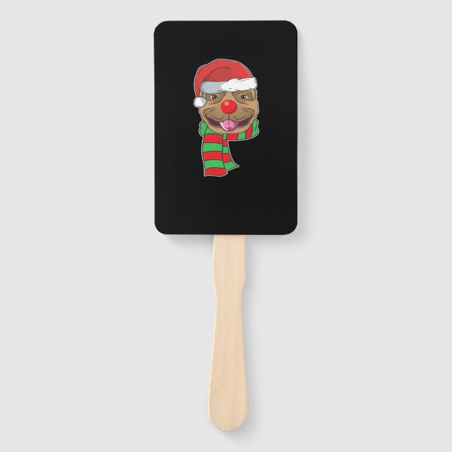 Funny Christmas Dog Xmas Santa Pit bull Holiday Gi Fächer (Vorderseite)