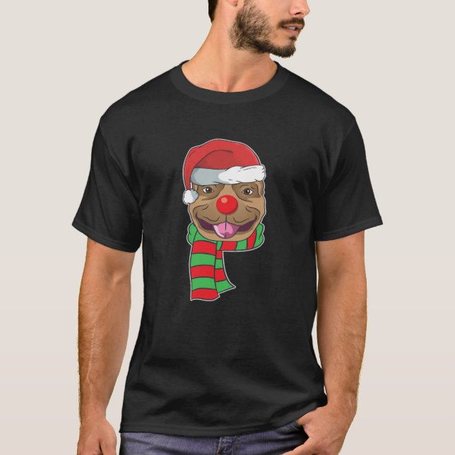 Funny Christmas Dog Xmas Santa Pit bull Holiday Gi T-Shirt (Vorderseite)