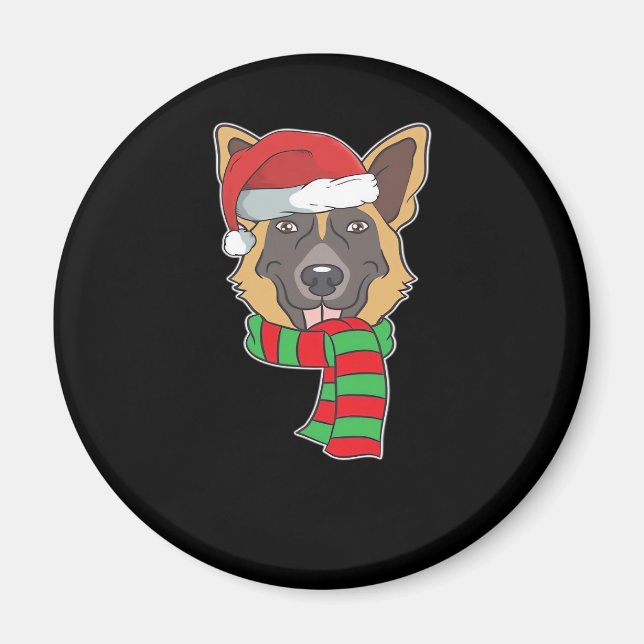Funny Christmas Dog Xmas Weihnachtsmann Deutscher  Magnet (Vorne)
