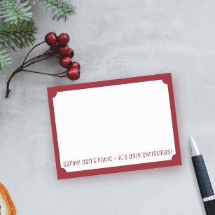 Funny Christmas Don't panic Name Red and White Post-it Klebezettel