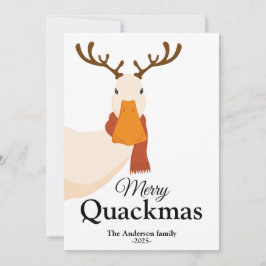 Funny Christmas Duck trägt Deer Antlers Feiertagskarte