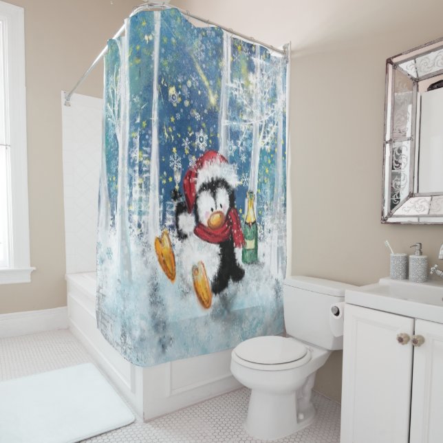 Funny Christmas Dusche Vorhang Happy Pinguin (Beispiel)