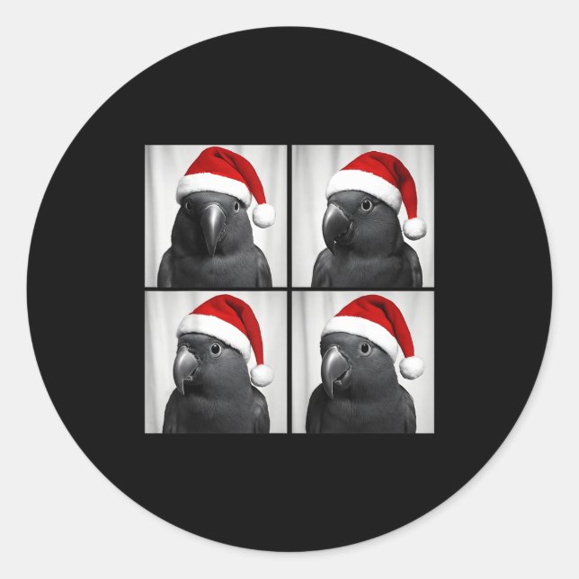 Funny Christmas Eclectus Parrot Santa Photo Booth  Runder Aufkleber (Vorderseite)