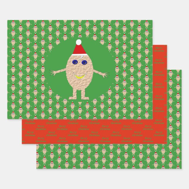 Funny Christmas Egg Custom Geschenkpapier Set (Set)