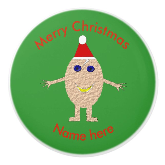 Funny Christmas Egg Keramik Knob Keramikknauf (Vorderseite)
