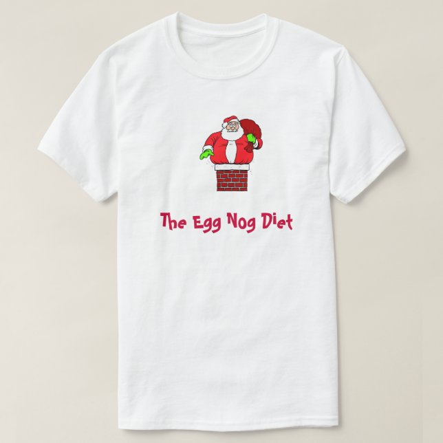 Funny Christmas Egg Nog Diet Fett Weihnachtsmann T-Shirt (Design vorne)