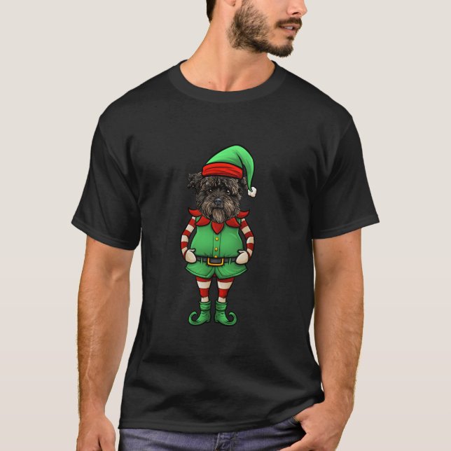 Funny Christmas Elf Affenpinscher Dog  T-Shirt (Vorderseite)