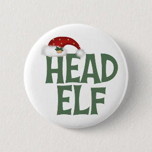 Funny Christmas Elf Button