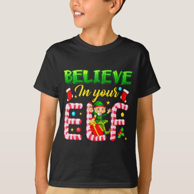 Funny Christmas Elf Design Believe In Your Elf Men T-Shirt (Vorderseite)