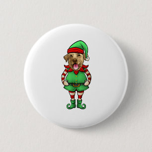 Funny Christmas Elf Gelbe Labrador Hund Yellow Lab Button