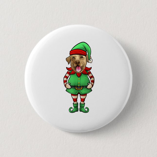 Funny Christmas Elf Gelbe Labrador Hund Yellow Lab Button (Vorderseite)