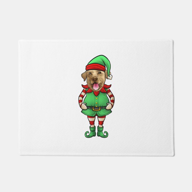 Funny Christmas Elf Gelbe Labrador Hund Yellow Lab Fußmatte (Vorderseite)